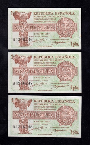 Trio correlativo 1 peseta - f.c.,