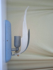 applique, lampada da muro, in vetro sabbiato e metallo 