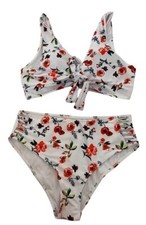 SHEIN bikini costume 2 pezzi reggiseno brassiere slip fiori ragazza donna tg XL