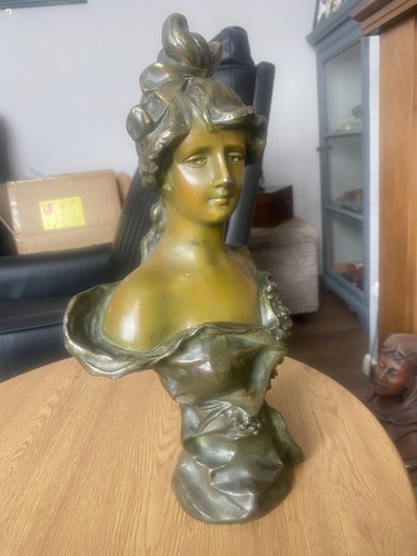 Art nouveau spelter female - spelter,