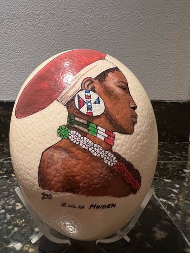Uovo struzzo dipinto mano - struzzo,