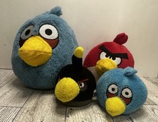 Peluche Angry Birds lotto di 4 - dita 2 - pupazzi bomba nera e blu + uccellino rosso e blu
