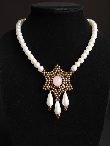 Collana quarzo rosa pendaglio - collana,