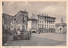 Cartolina Como Piazza Volta auto d'epoca Mobili ufficio casalinghi Ed Brunner