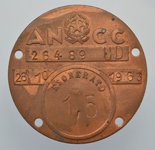 Targhetta Esonero Associazione nazionale per il controllo della combustione 1963