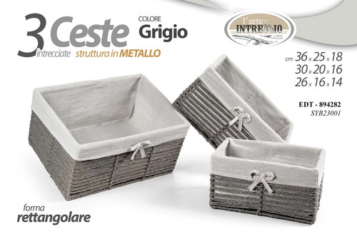 Cestini rettangolari grigio - 3,
