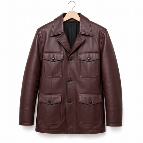 Giacca safari uomo pelle