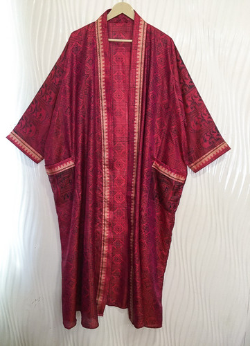 Abito lungo kimono - , rosa-nero