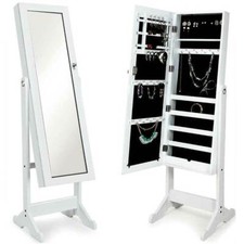 Specchiera Portagioie Ginevra Armadietto Portagioielli Specchio con Anta Bianco