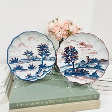 Set 2 piatti vintage italiani dipinti a mano bordo smerlato Italia Toscana decorazione parete