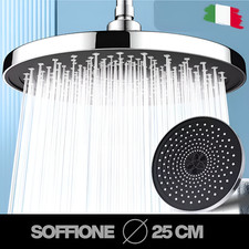 Soffione Per Doccia Bagno Ø25 Cm Alta Pressione Cromato Effetto Pioggia Casa 1/2
