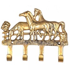 Attaccapanni In Ottone Design A Cavallo Con Quattro Ganci Per Muri