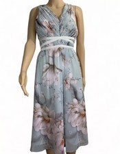 Vetrina taglia 12 abito smanicato verde midi floreale floreale aderente e svasato matrimonio 