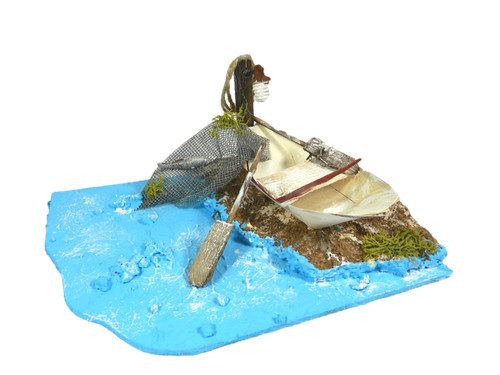 Scena pescatore con barca - barca, e