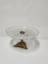 alzata centro tavola cristallo e bronzo antica