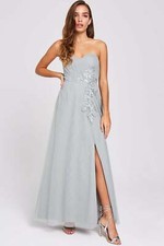 Maxi abito verde ricamato Little Mistress Lissa Waterlily nuovo UK 8 10 14 e 16