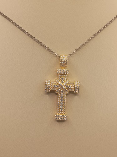 Ciondolo croce argento zirconi - ciondolo,