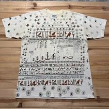 Camicia Vintage 1999 Metropolitan Museum of Art Egitto Geroglifici Souvenir Grande