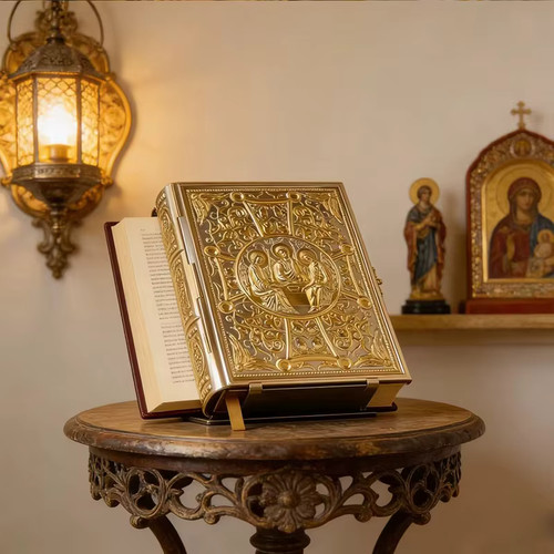 Gold plated orthodox gospel - gold,