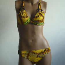 Bikini Retro Laccio Al Collo Triangolo Pain De Sucre Biki Giallo Con Animeldruck