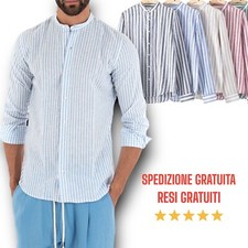 Camicia lino casual righe - lino,