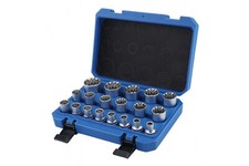 Set kit 19 chiavi a bussola torx millerighe multidente in lega da 8 a 32 mm