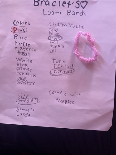 Pink loom band made with - pink,
