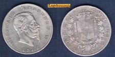 Italie 5 Lire Vittorio Emanuele 1872 M Milan TB TTB III - Argent Silver Italia -