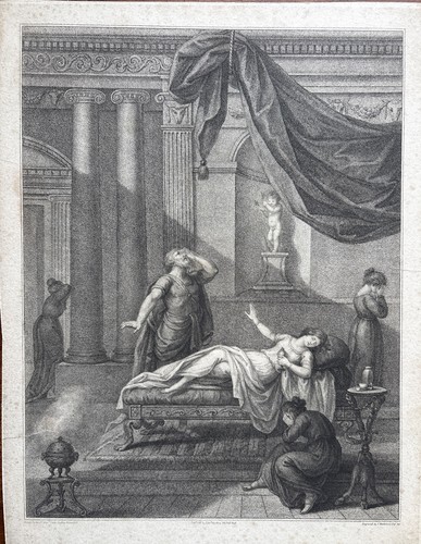 Antica incisione 1797 - , morte