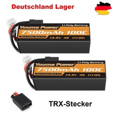 2 pezzi Youme 7500 mAh 4S 14,8 V batteria Lipo custodia rigida TRX per camion auto Losi