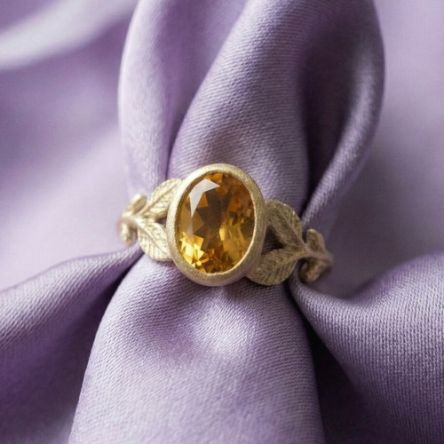 Anello vero citrino giallo