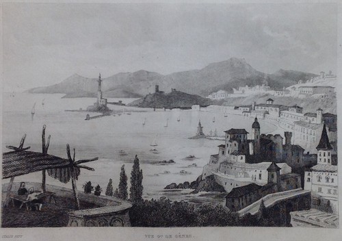 Stampa antica veduta genova - antica,
