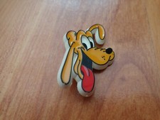 Classico Vintage Anni '80/'90 Distintivo In Plastica Bianco Con Faccia Di Pluto