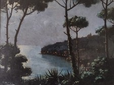 Dipinto olio firmato • Notturno • Isola d'Elba