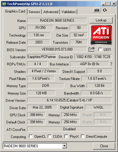 Sapphire ati radeon 9600 - sapphire,