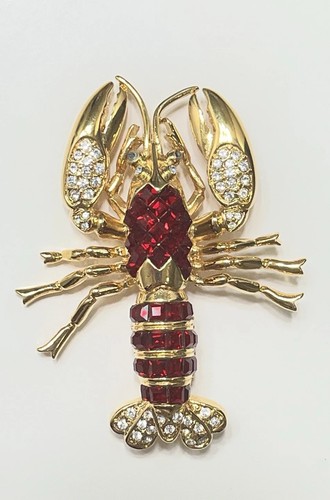 Spilla aragosta rosso tono - , oro