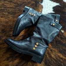 Stivali biker Tods pelle nera eu38 uk5 suola grossa tacco nero rock chic metà polpaccio