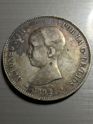 España pesetas 1892 silver - 5,