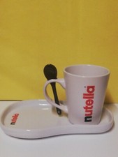 NUTELLA FERRERO TAZZA MUG VASSOIO CUCCHIAINO MARRONE SET COLAZIONE 