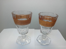 Coppia di calici bicchieri Boemia cristallo molato dorato calice bicchiere oro