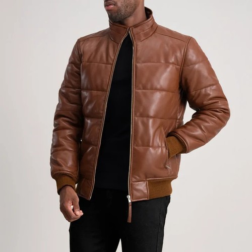 Giubbotto pelle puffer uomo