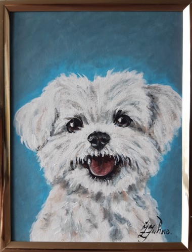 Dipinto olio cane - ad,