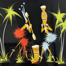 Quadro firmato vintage arte popolare africana incorniciato opaco raro decorazione culturale regali