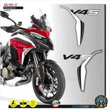 2 ADESIVI DUCATI MULTISTRADA V4S FIANCHETTI LATERALI NERO e BIANCO DU MV J1
