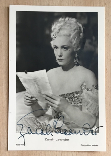 Zarah leander autografo - zarah, (autografo