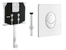 CASSETTA SCARICO INCASSO WC GROHE CON PLACCA BIANCA SKATE AIR E CANOTTO