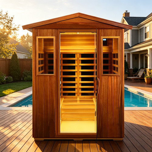 Mahogany outdoor sauna - mahogany,