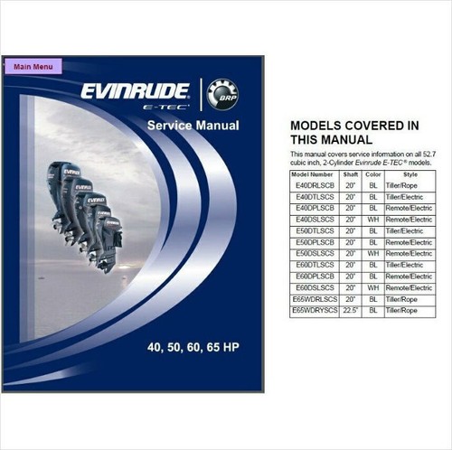 Evinrude tec 60 65 hp - 50,