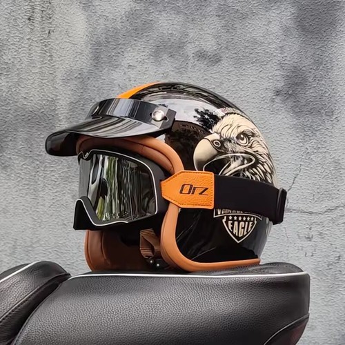 Casco moto retro semi aperto - moto,