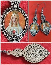 Orecchini MADONNINA DEL SACRO CUORE?miniatura MADONNA fede cattolica crocifisso